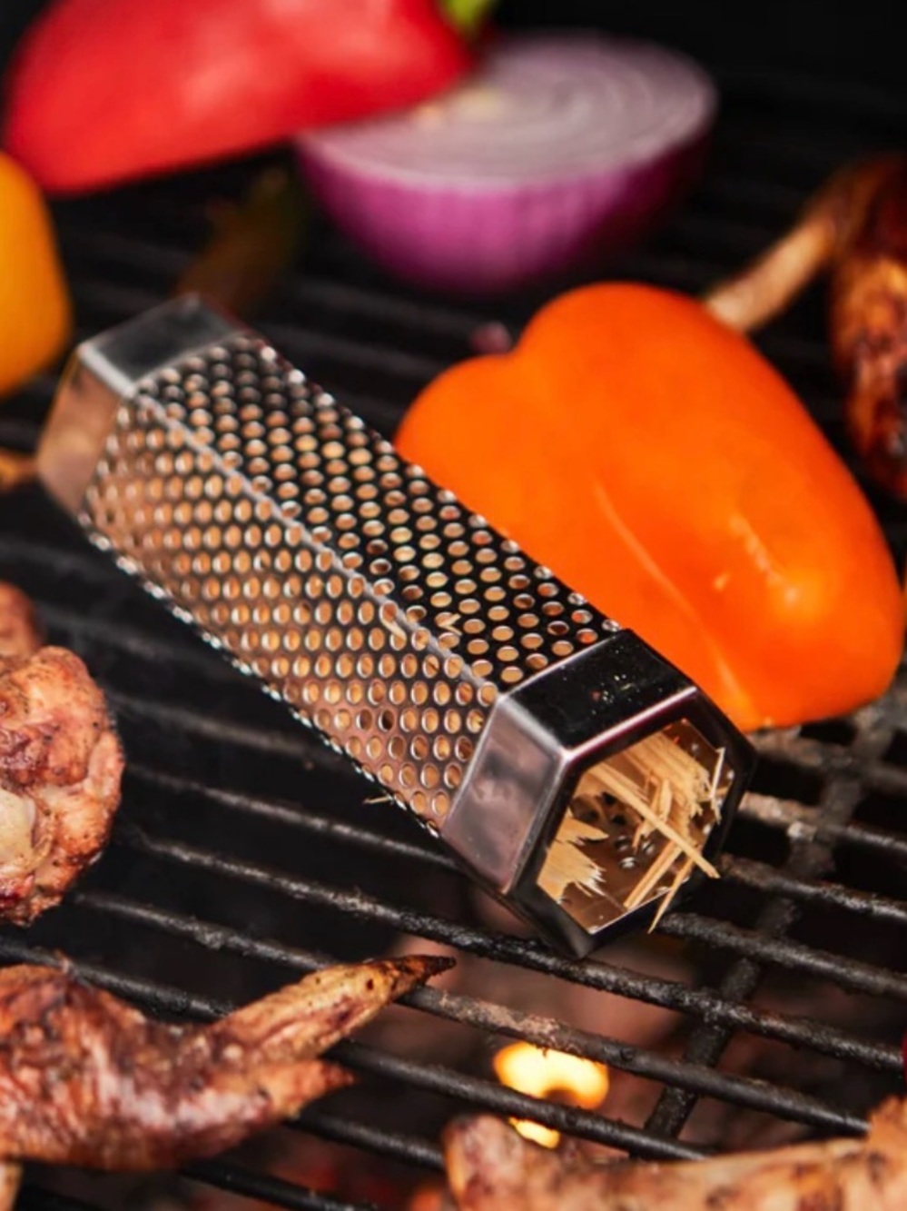 New Gentlemen's Hardware BBQ Smoker Box Stainless Steel Hexagon Grill Wood Chip
